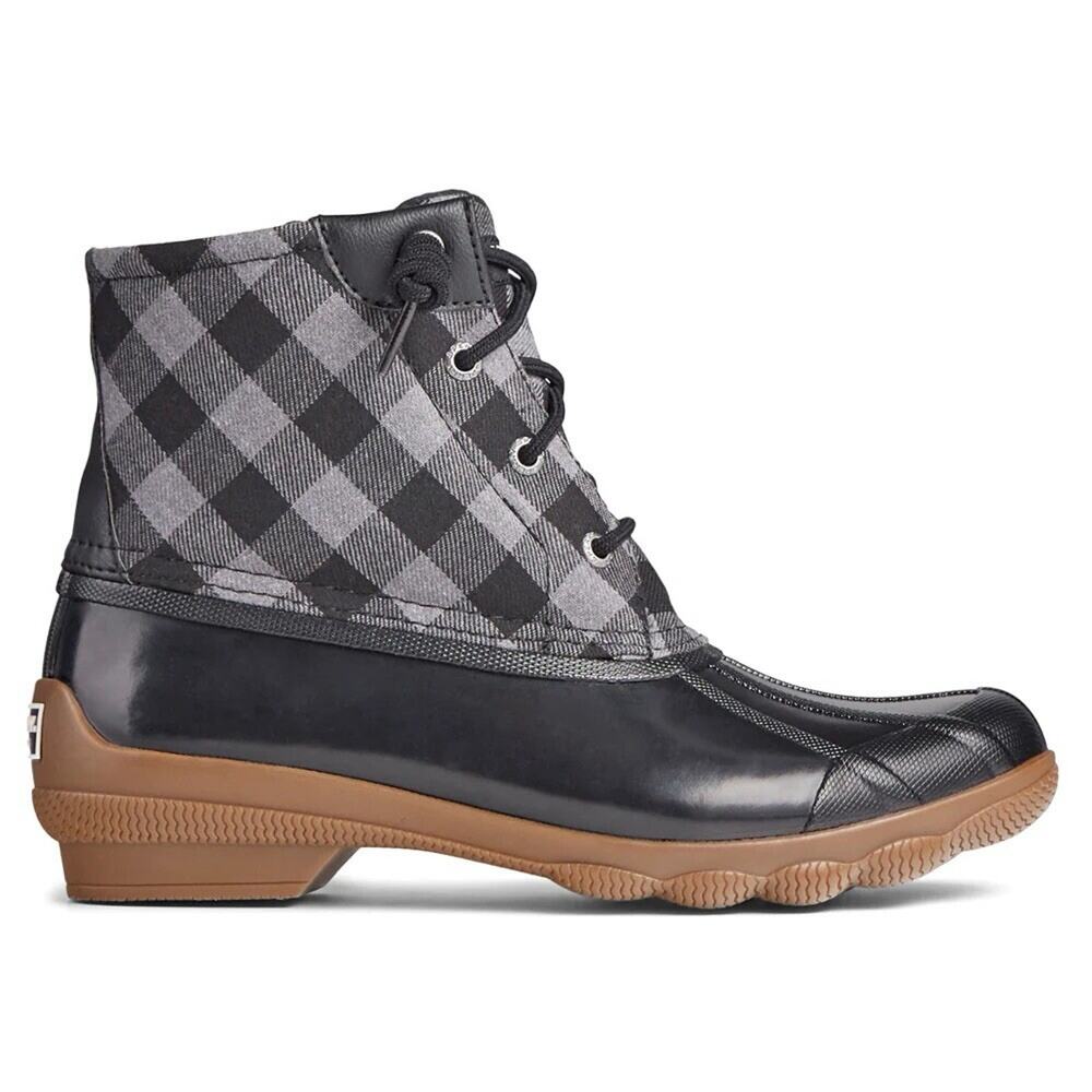 Sperry Syren Gulf Black Gray Plaid Duck Boots Women’s 9.5 Gorpcore Cabin Flannel